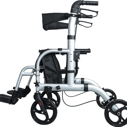 Transportrollator mit Sitz & Fußstützen Aluminium faltbar – AT51005