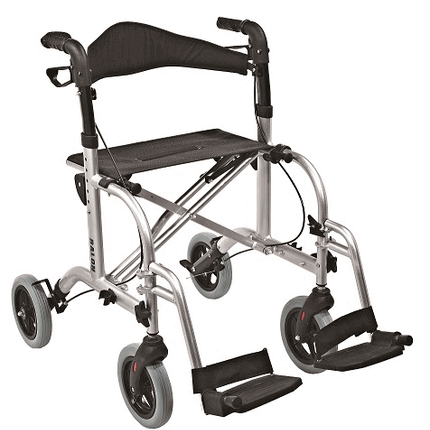 Transportrollator mit Sitz & Fußstützen Aluminium faltbar – AT51005