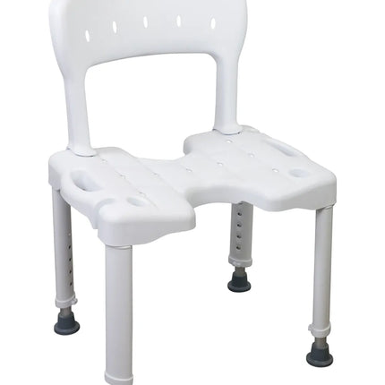 Duschstuhl mit Rückenlehne & U-Ausschnitt – höhenverstellbar & rutschfest