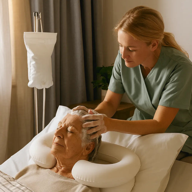 Aufblasbares Waschbecken – komfortable Haarpflege im Bett