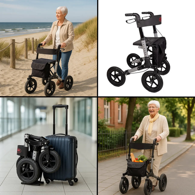 Outdoor Rollator mit Lufträdern – faltbar, 7,9 kg & bis 136 kg belastbar