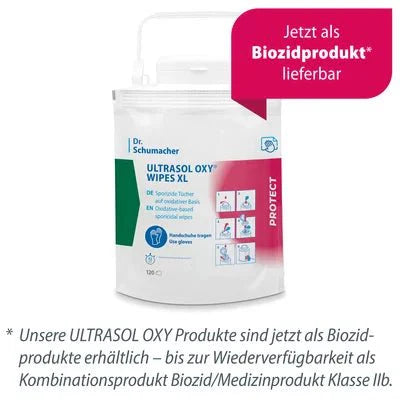 Dr. Schumacher Ultrasol Oxy Wipes Dualauslobung Einweg Tuchspender  - 120 Tücher  | Packung (120 Tücher)
