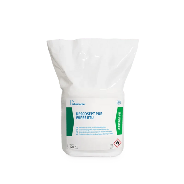 Dr. Schumacher Descosept Pur Wipes RTU Desinfektionstücher - 120 Tücher | Packung (120 Stück)