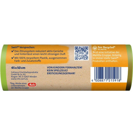 Swirl Aktive Frische Müllbeutel 20 l Reißfest & Dicht | Rolle (12 Beutel)