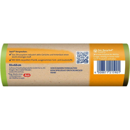 Swirl Aktive Frische Müllbeutel 35 l Reißfest & Dicht | Rolle (9 Beutel)