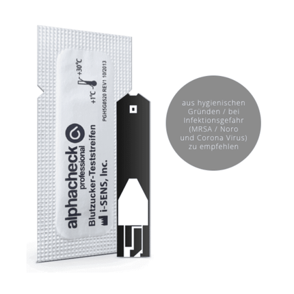 Alphacheck professional Blutzuckerteststreifen, geblistert | Packung (50 Stück)