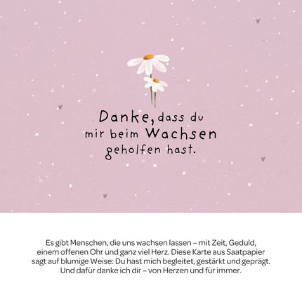 Grußkarte - Danke, dass du beim Wachsen geholfen hast