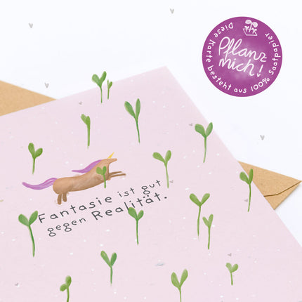 Grußkarte - Fantasie ist gut gegen Realität