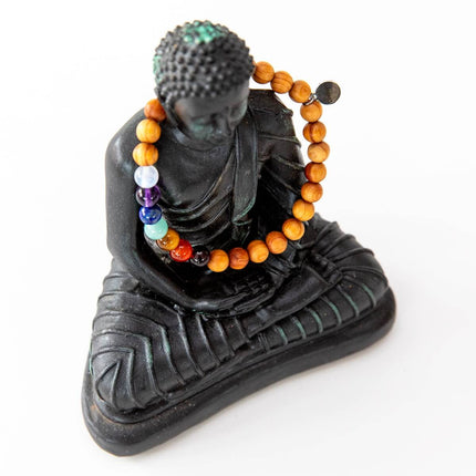 Chakra Armband: 7 echte Edelsteine & Sandelholz