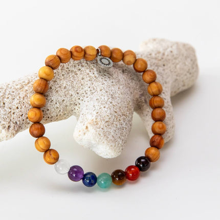 Chakra Armband: 7 echte Edelsteine & Sandelholz
