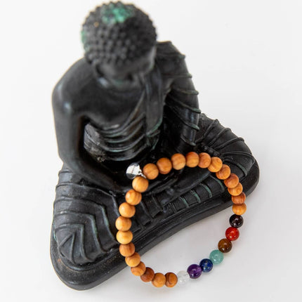 Chakra Armband: 7 echte Edelsteine & Sandelholz