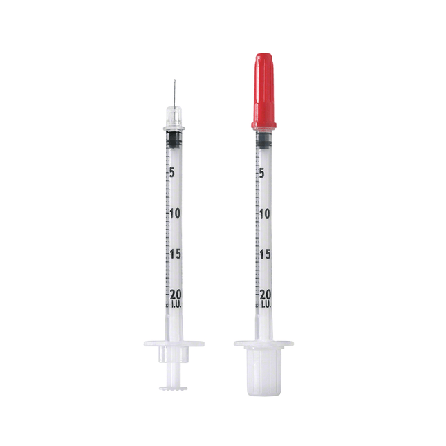 B. Braun Omnican® 20 Einmal-Insulinspritze für U-40-Insulin mit integrierter Kanüle, 0,5 ml | Packung (100 Stück)