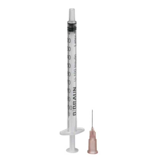 B.Braun Omnifix® 100 Duo Einmal-Insulinspritze für U-100-Insulin mit Kanüle zur subkutanen Insulininjektion | Packung (100 Stück)