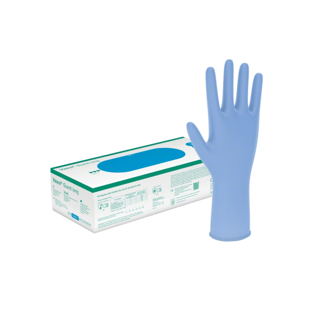 B. Braun Vasco® Guard long, Untersuchungshandschuhe, extra lang, Gr. M | Packung (100 Stück)
