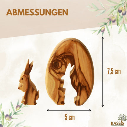 Osterhase im Ei aus Olivenholz | Liebevolle Tischdeko & Osterdeko für Frühling und Ostern