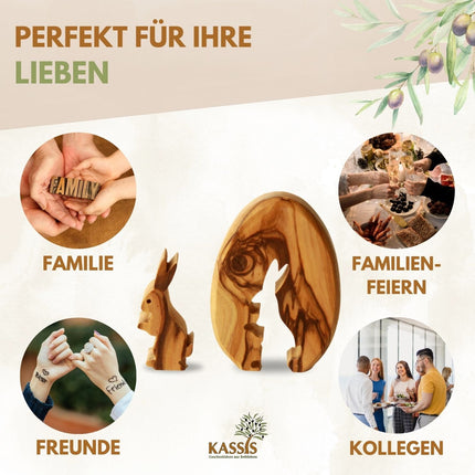 Osterhase im Ei aus Olivenholz | Liebevolle Tischdeko & Osterdeko für Frühling und Ostern