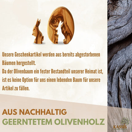 Osterhase im Ei aus Olivenholz | Liebevolle Tischdeko & Osterdeko für Frühling und Ostern