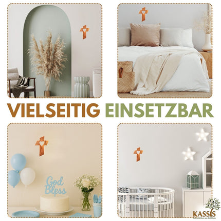 Olivenholz Kreuz mit Herz (13 cm) | Wandkreuz als Geschenk zur Taufe, Kommunion oder Geburt
