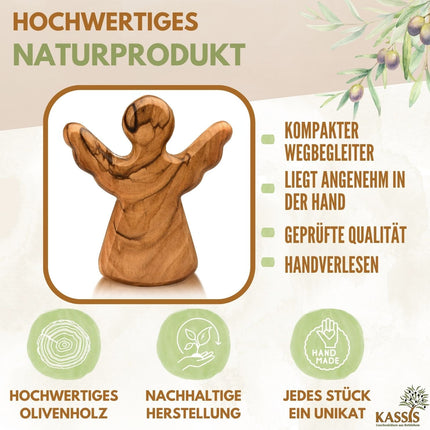 Schutzengel Handschmeichler aus Olivenholz mit Spruch „Lieblingsmensch“ | Mutmacher Glücksbringer Geschenk Liebe, Geburtstag