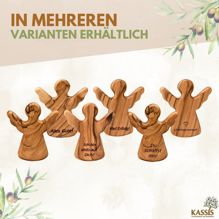 Schutzengel Handschmeichler aus Olivenholz mit Spruch „Lieblingsmensch“ | Mutmacher Glücksbringer Geschenk Liebe, Geburtstag