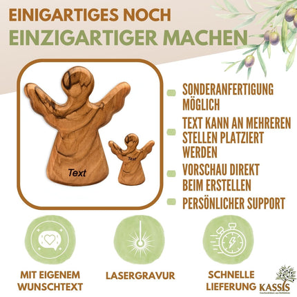 Schutzengel Handschmeichler aus Olivenholz mit Spruch „Lieblingsmensch“ | Mutmacher Glücksbringer Geschenk Liebe, Geburtstag