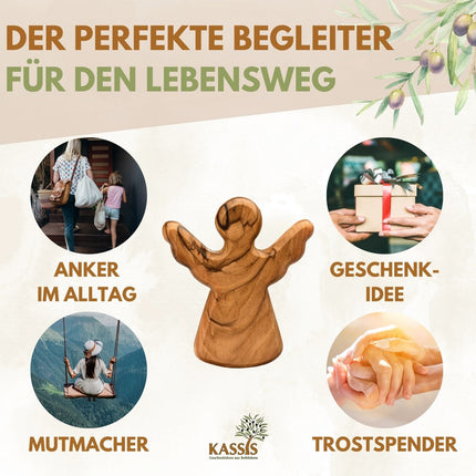 Schutzengel Handschmeichler aus Olivenholz mit Spruch „Lieblingsmensch“ | Mutmacher Glücksbringer Geschenk Liebe, Geburtstag