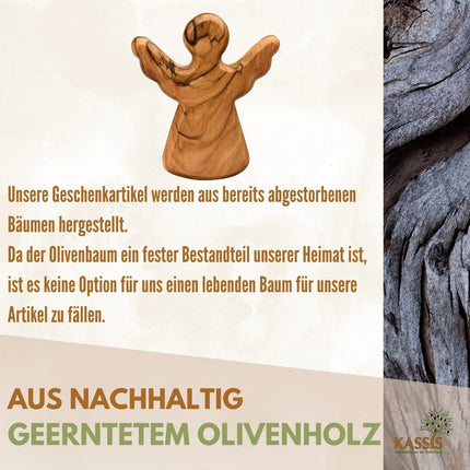 Schutzengel Handschmeichler aus Olivenholz mit Spruch „Lieblingsmensch“ | Mutmacher Glücksbringer Geschenk Liebe, Geburtstag