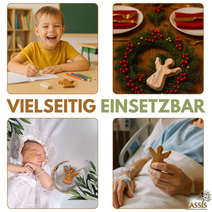 Schutzengel Handschmeichler aus Olivenholz mit Spruch „Lieblingsmensch“ | Mutmacher Glücksbringer Geschenk Liebe, Geburtstag