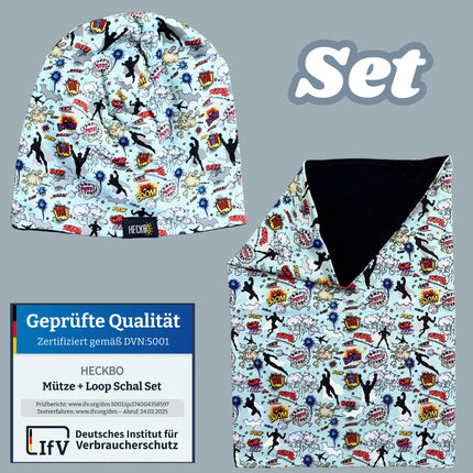 Kinder Reflektor Mütze & Loop - Superheld