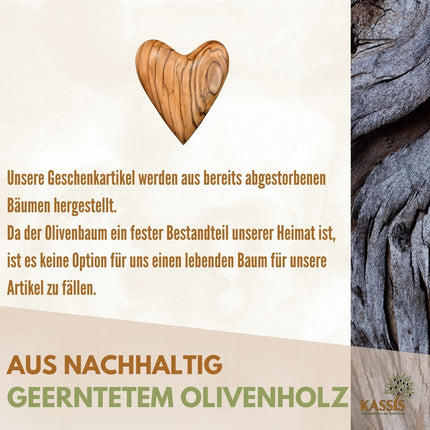 Personalisiertes Olivenholz Herz mit Gravur | Handschmeichler als liebevolles Geschenk für Hochzeit, Valentinstag & Jubiläum