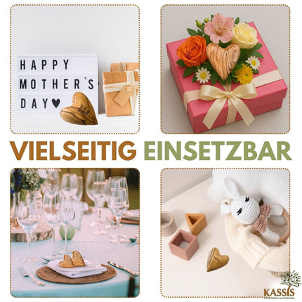 Personalisiertes Olivenholz Herz mit Gravur | Handschmeichler als liebevolles Geschenk für Hochzeit, Valentinstag & Jubiläum