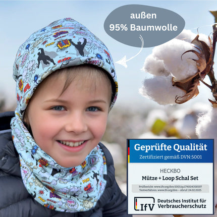 Kinder Reflektor Mütze & Loop - Superheld