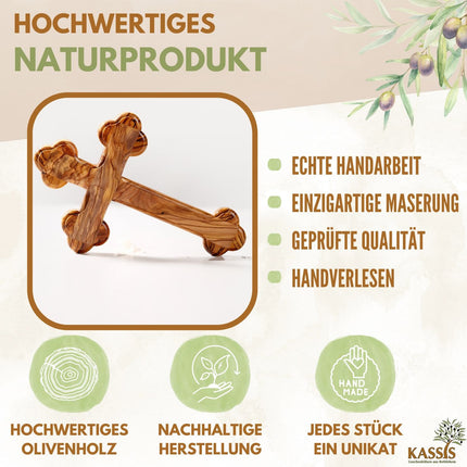 Personalisiertes Kreuz mit runden Kanten aus Olivenholz mit Gravur | Taufkreuz Geschenk Taufe, Kommunion, Firmung