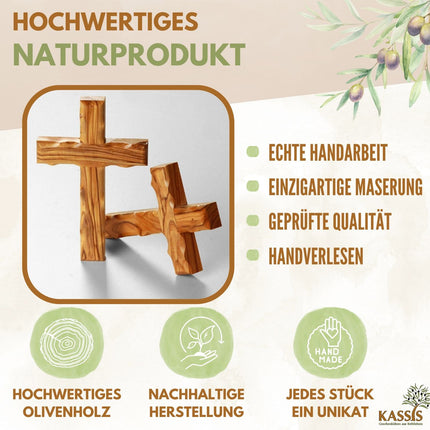 Personalisiertes Schlichtes Kreuz aus Olivenholz | Wandkreuz Geschenk Taufe, Kommunion, Firmung