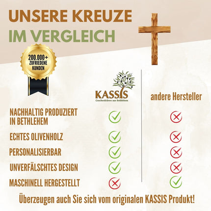 Personalisiertes Schlichtes Kreuz aus Olivenholz | Wandkreuz Geschenk Taufe, Kommunion, Firmung