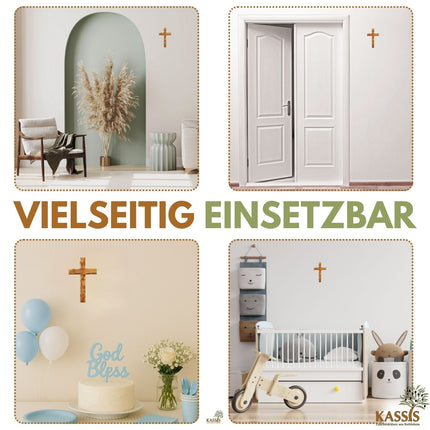 Personalisiertes Schlichtes Kreuz aus Olivenholz | Wandkreuz Geschenk Taufe, Kommunion, Firmung