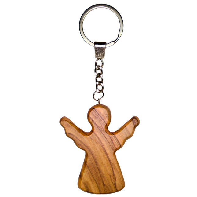 Schutzengel Schlüsselanhänger Handschmeichler aus Olivenholz | Glücksbringer Geschenk Taufe, Kommunion, Geburtstag