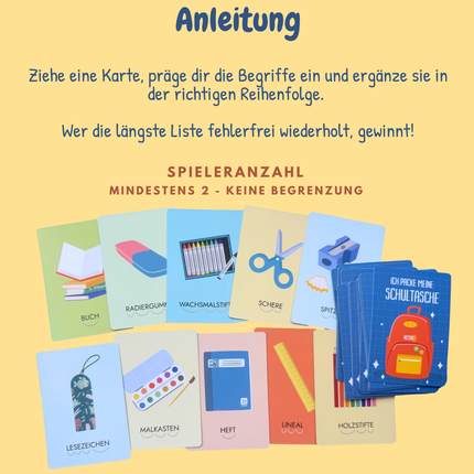 Kartenspiel "Ich packe meine Schultasche und nehme mit"