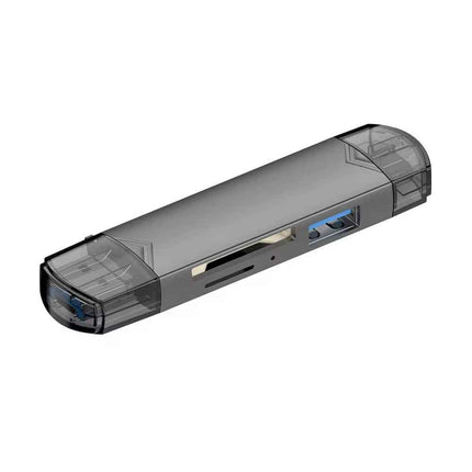 6-in-1 Kartenleser USB 3.0 Speicherkartenleser Typ-C Micro USB SD TF OTG Grau