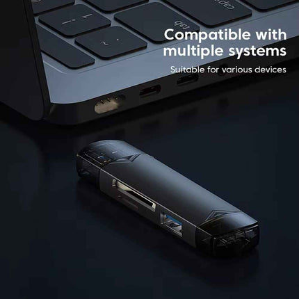 6-in-1 Kartenleser USB 3.0 Speicherkartenleser Typ-C Micro USB SD TF OTG Grau