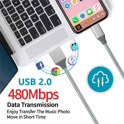 Ladekabel für iPhone USB-A auf 8-Pin Nylon Datenkabel 3A USB 2.0 Handy