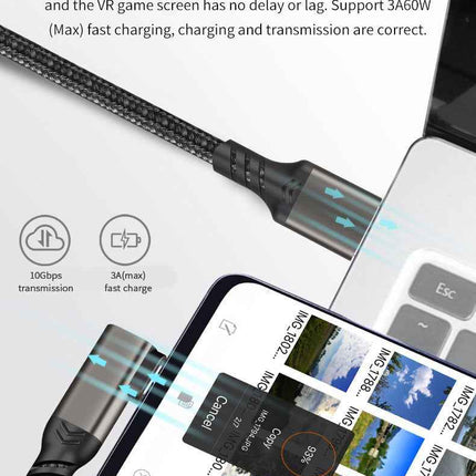 90 Grad Typ-C Ladekabel Winkel USB-A USB-C Kabel abgewinkelt 3A Nylon USB 3.2