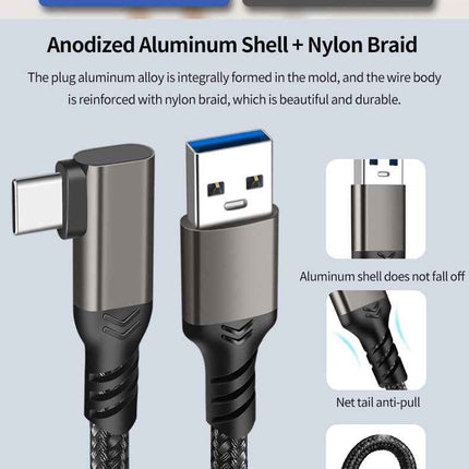 90 Grad Typ-C Ladekabel Winkel USB-A USB-C Kabel abgewinkelt 3A Nylon USB 3.2