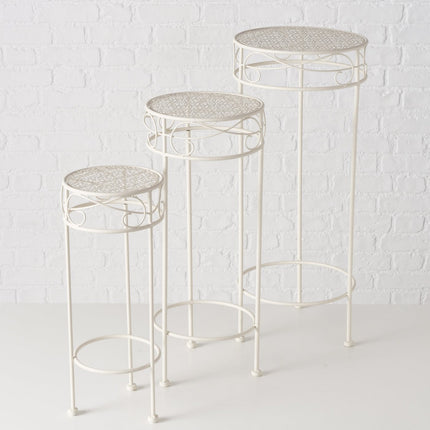 Hoher Beistelltisch weiß Metall Telefontisch Pflanzentisch Blumenständer Tisch