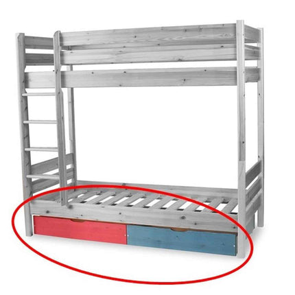 Bettkasten Geschwisterbett 90x200 cm | Leo Hochbett mit 2 Etagen für Kinder | Zwillingsbett 2x90x200 cm