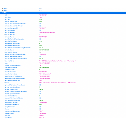 ArtikelMeister Feed: Weclapp Artikel JSON / CSV Feed