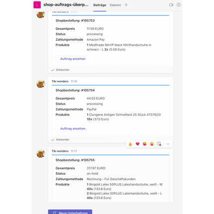 TeamsAlert / SlackAlert: Push Nachrichten zu neuen Sales