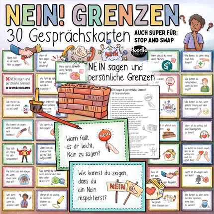 "Nein" Sagen / Grenzen - 30 Gesprächskarten (auch: Konflikte, Mobbing, Sexualkunde)