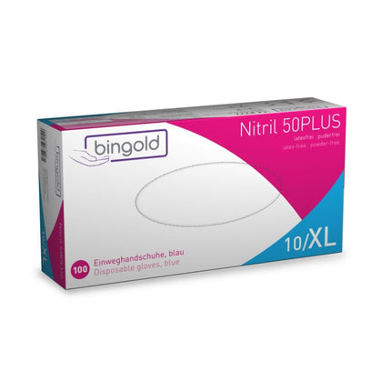 Bingold Nitril 50PLUS Einmalhandschuhe, Blau