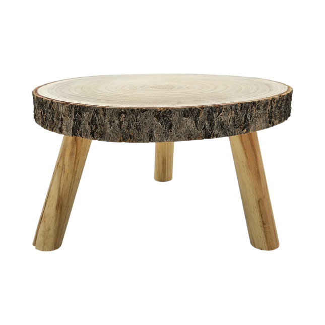 Baumscheibe auf Füßen Kerzentablett natur Baumrinde rund 20-26 cm Pflanzenständer